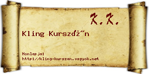 Kling Kurszán névjegykártya