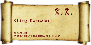 Kling Kurszán névjegykártya